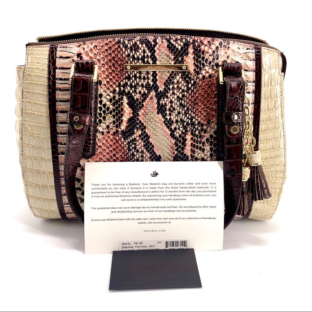 NWT BRAHMIN SMALL ALICE PINK COLLINS